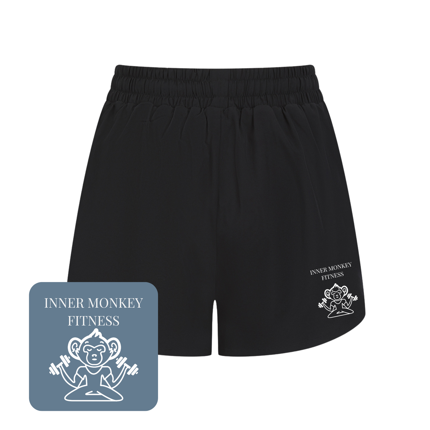 Ladies Double Layer Sports Shorts (Black)