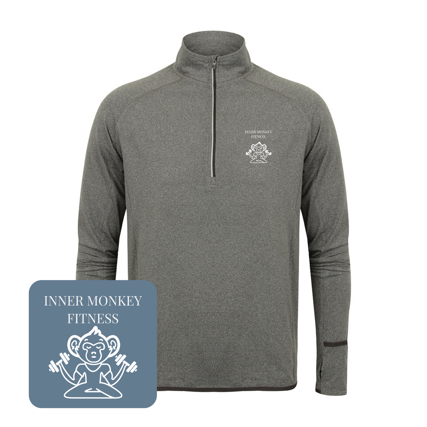 Men's Long Sleeve Zip Neck Performance Top (Grey)