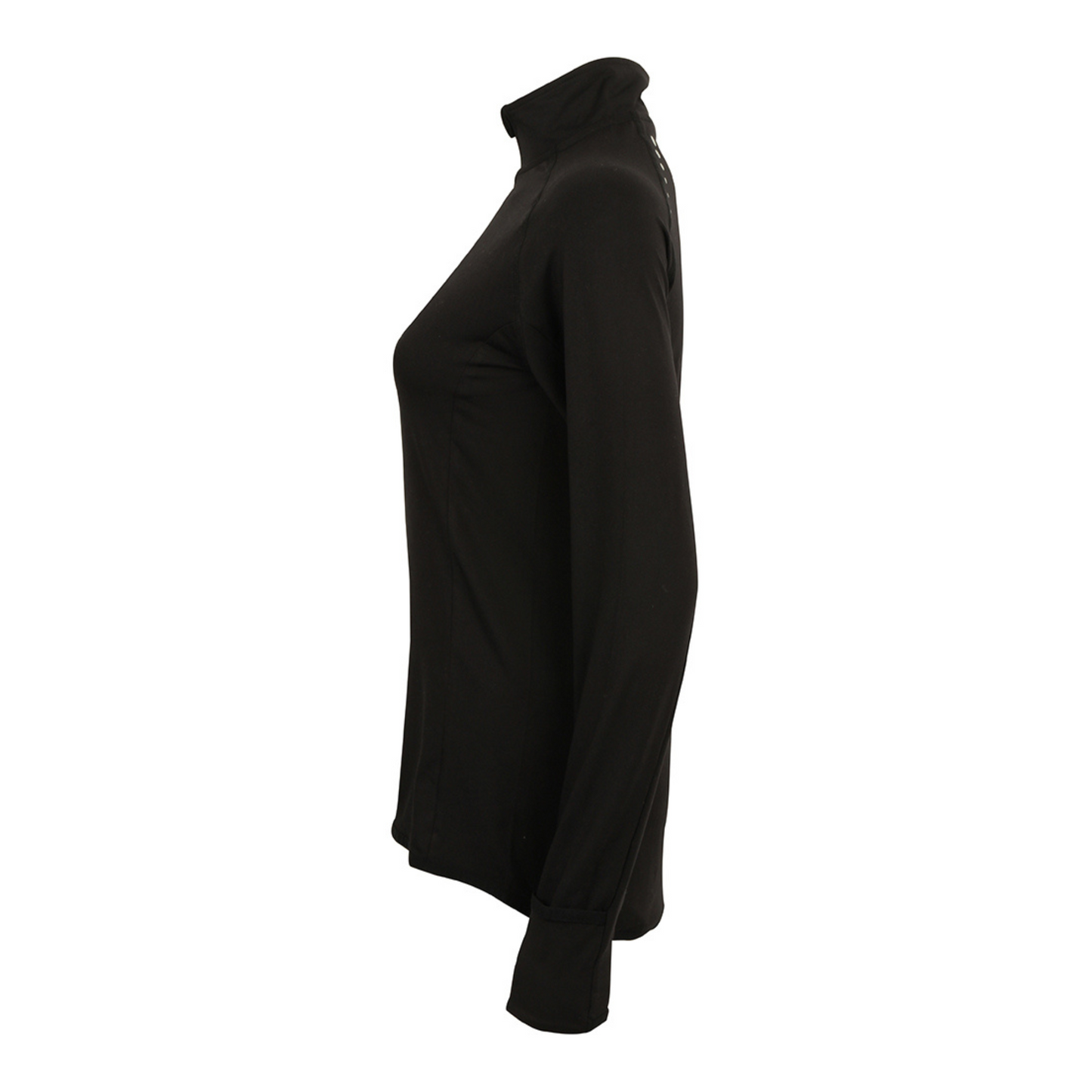 Ladies Long Sleeve Zip Neck Performance Top (Black)