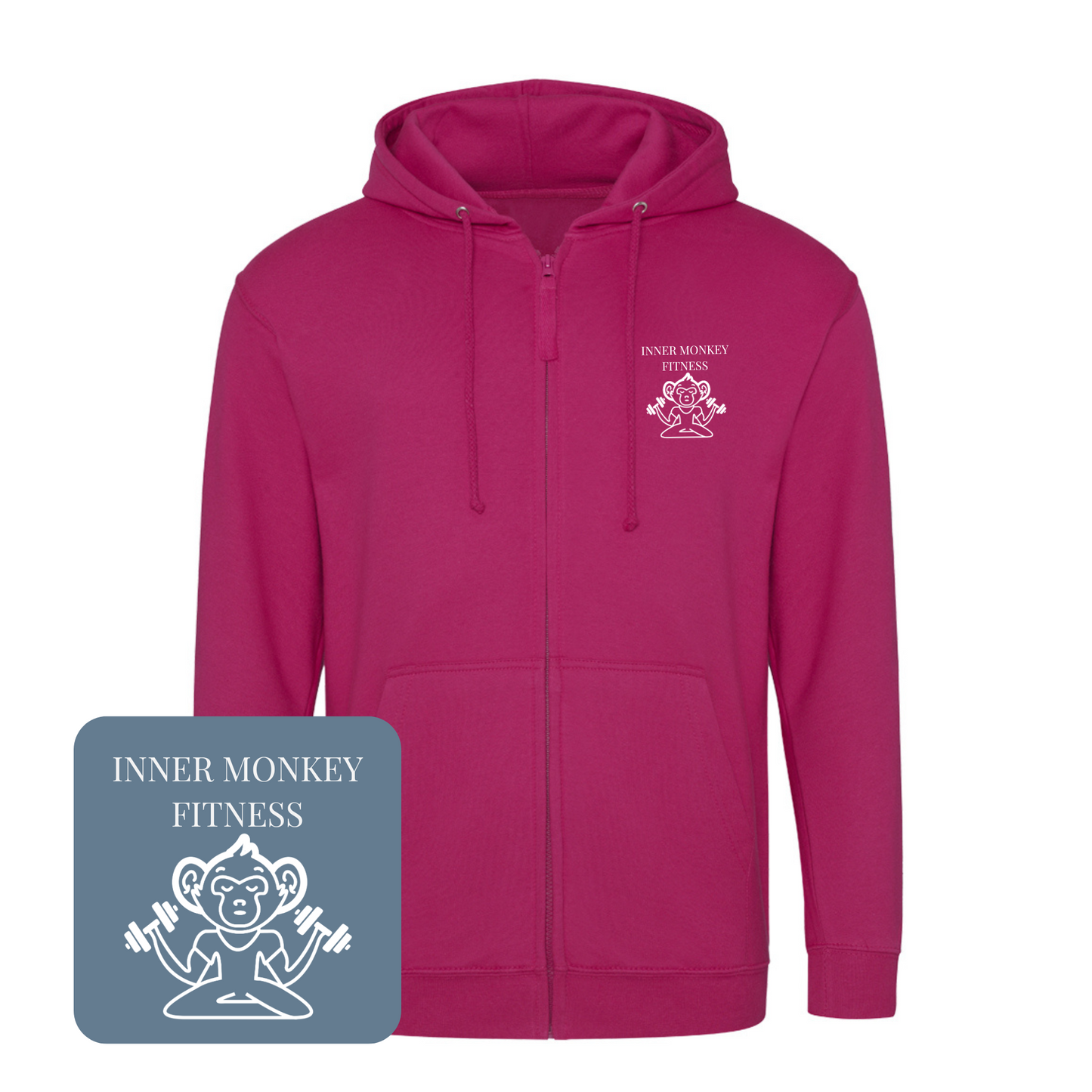 Unisex Full Zip Hoodie (Pink)