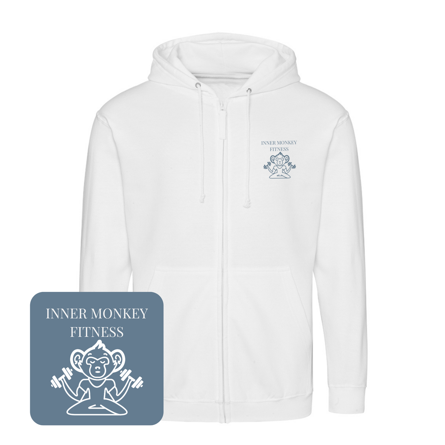 Unisex Full Zip Hoodie (White)
