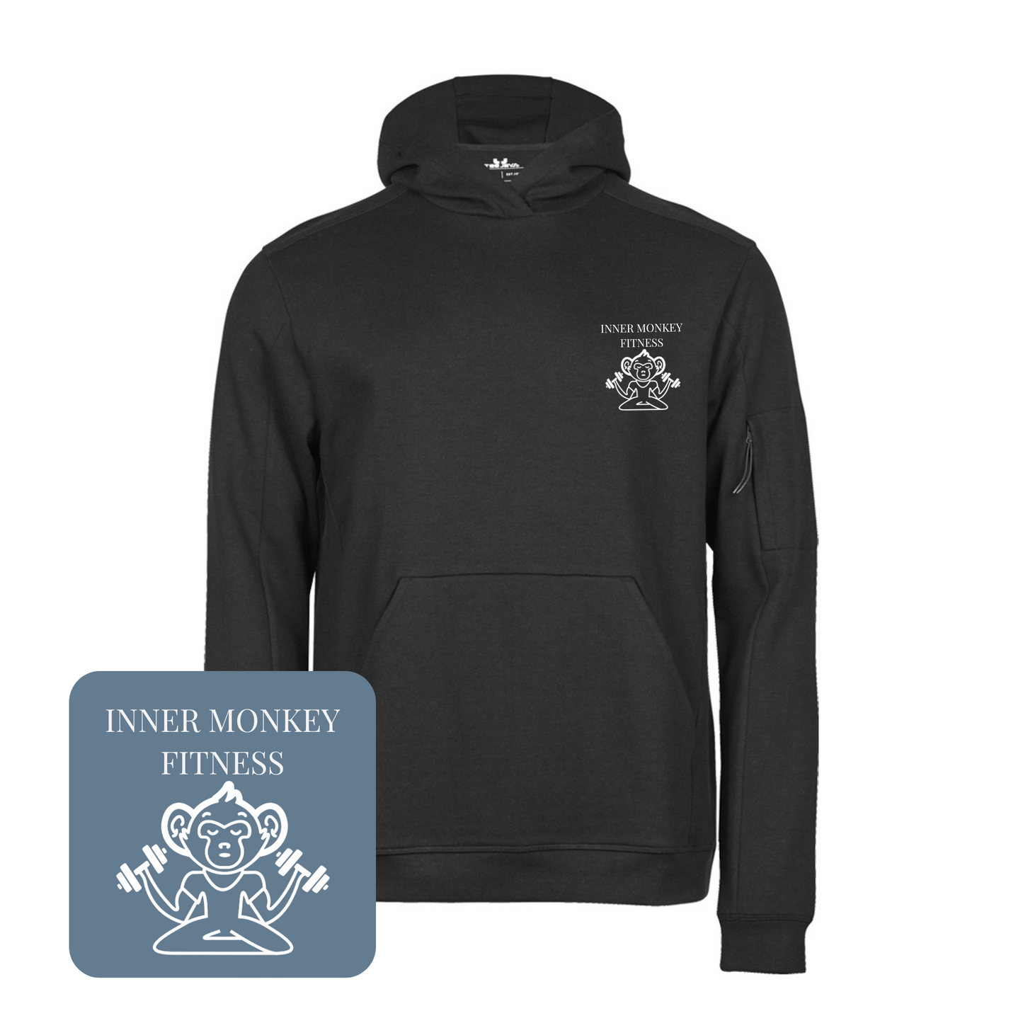 Unisex Athletic Hooded Sweatshirt (Black)