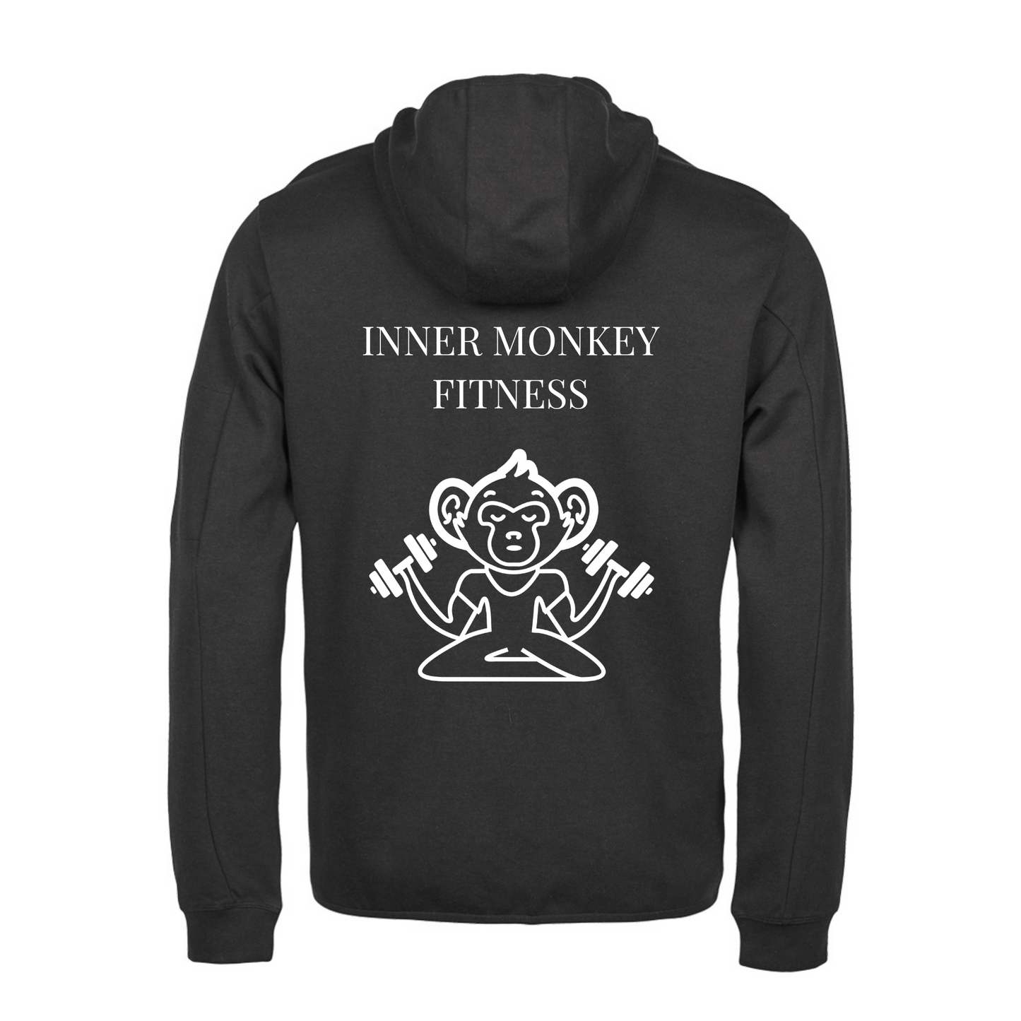Unisex Athletic Hooded Full Zip Sweat Jacket (Black)