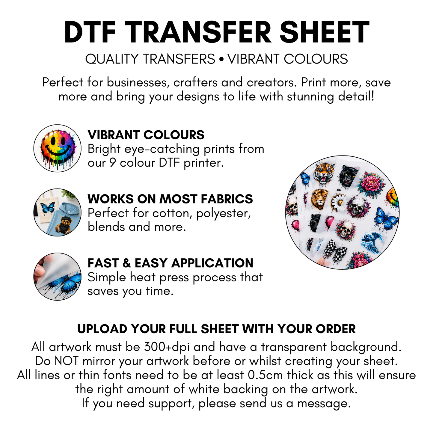 DTF Transfer Sheet Builder (Custom Size)