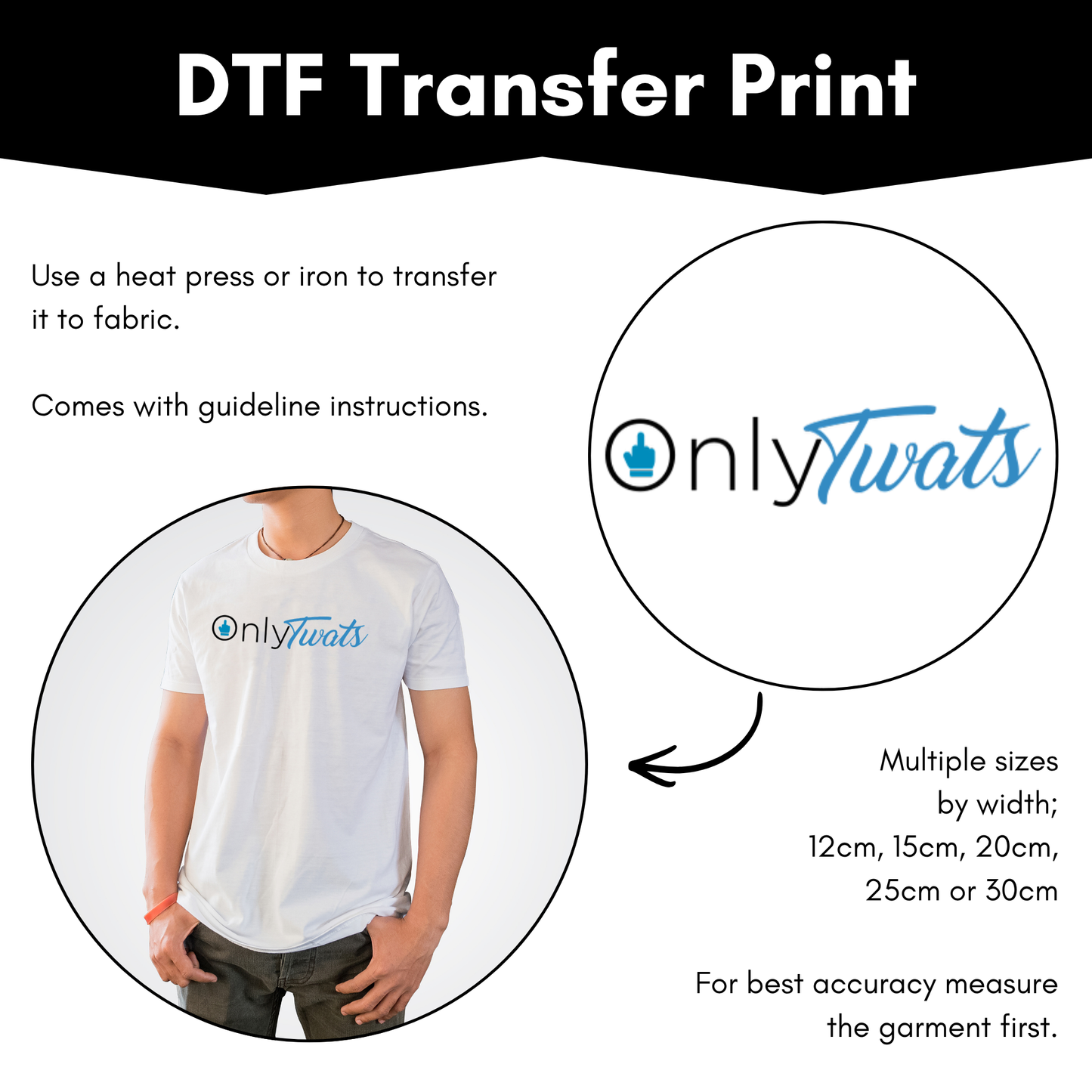 DTF Transfer Sheet - Only T**ts (Black)