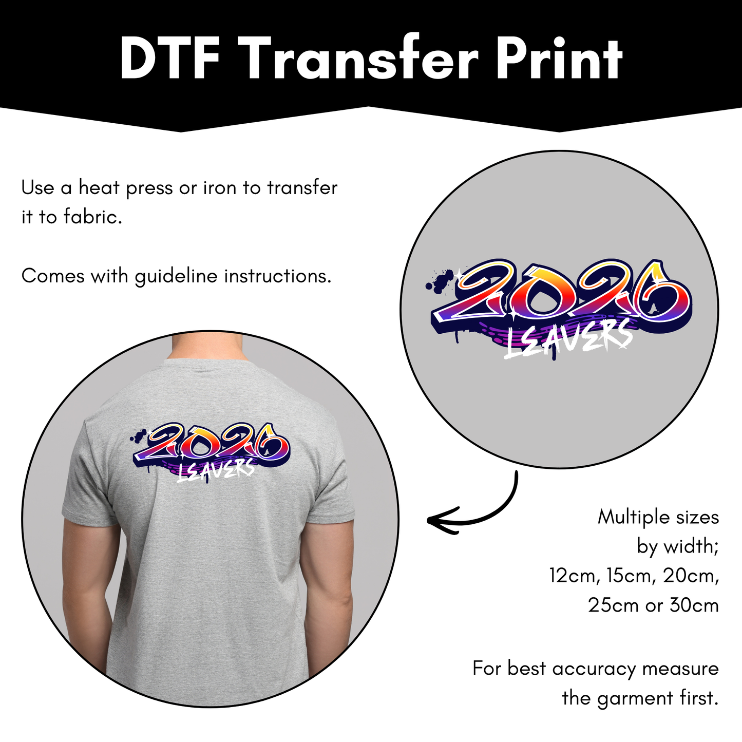 DTF Transfer Sheet - 2026 Leavers (Purple/Red)