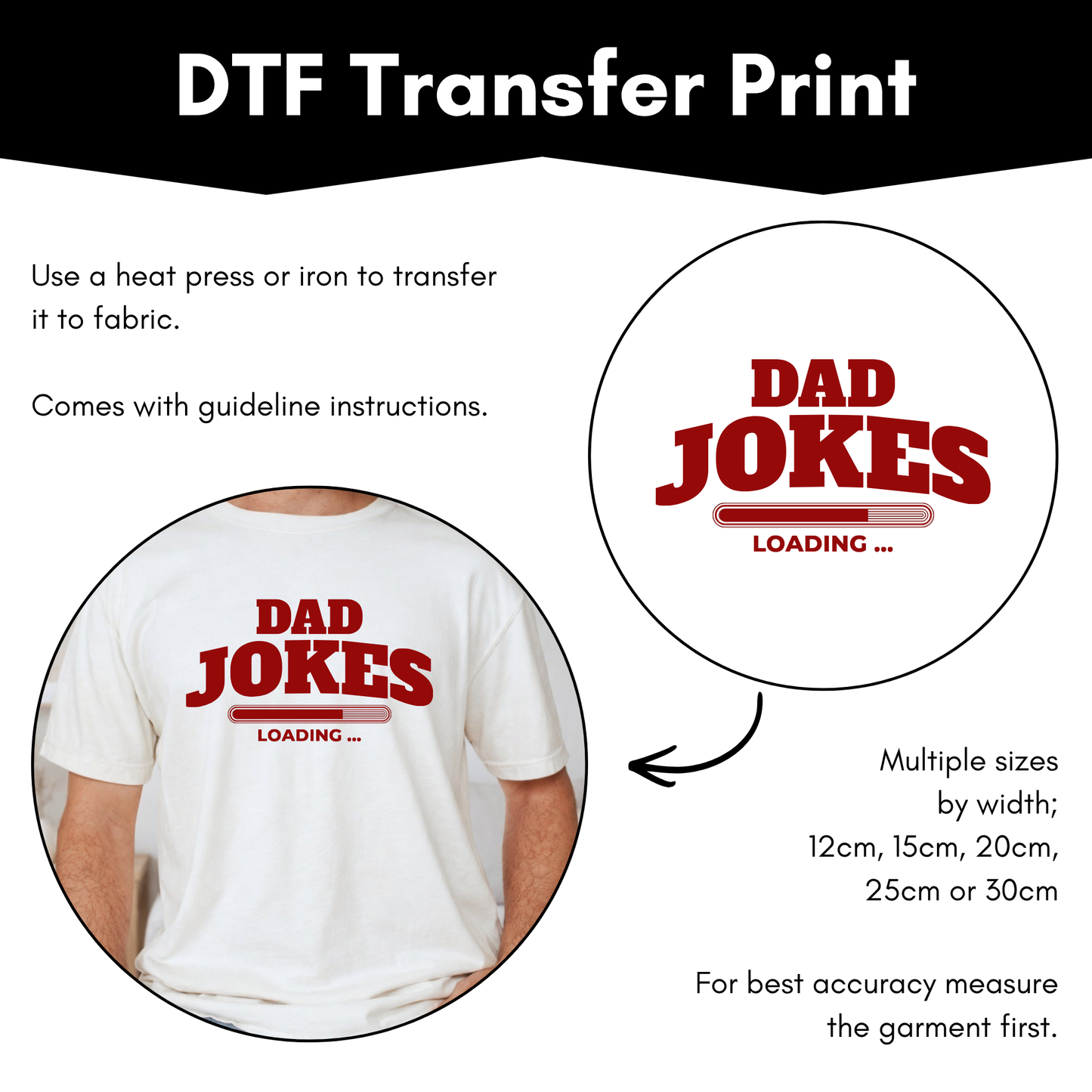 DTF Transfer Sheet - Dad Jokes Loading