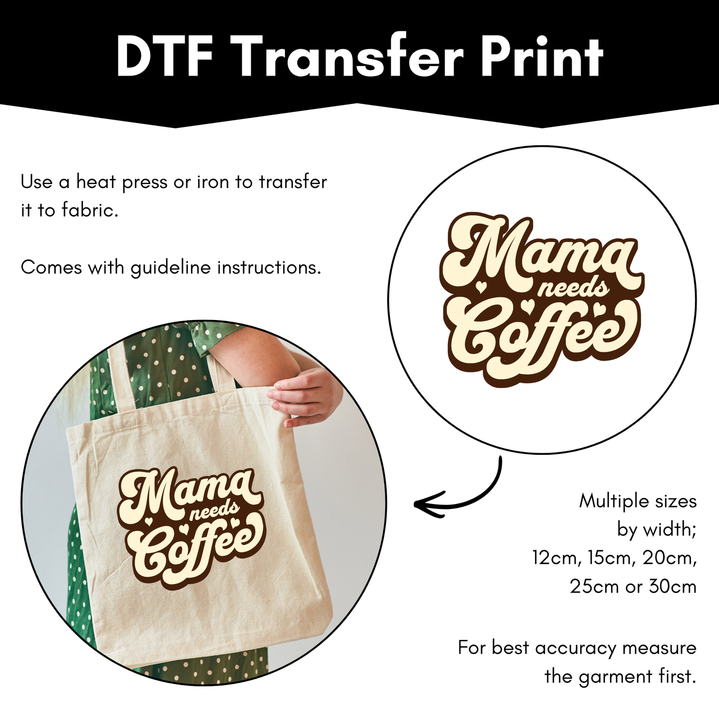 DTF Transfer Sheet - Mama needs Coffee
