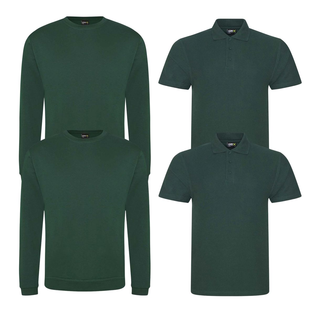 Pro RTX Essential workwear clothing bundle from TIX Printing bottle green