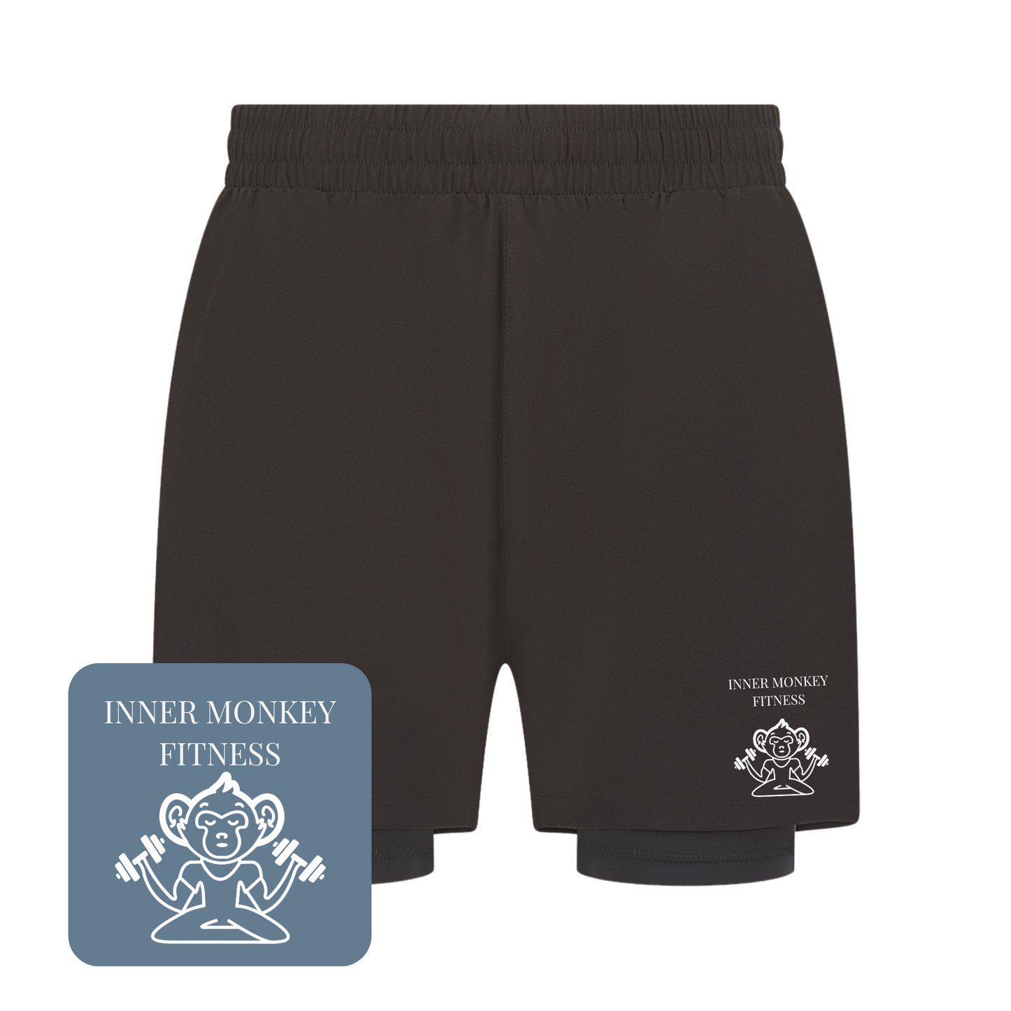 Men's Double Layer Sports Shorts (Black)