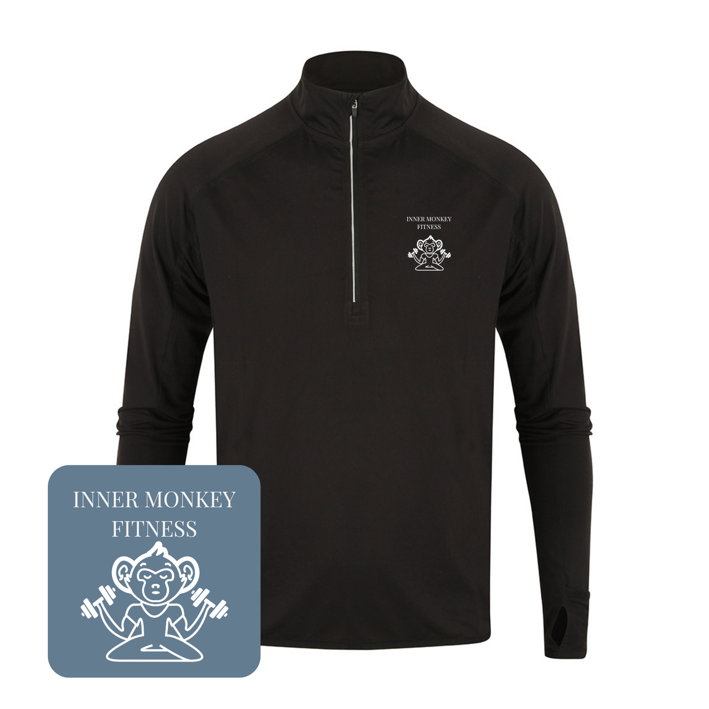 Men's Long Sleeve Zip Neck Performance Top (Black)