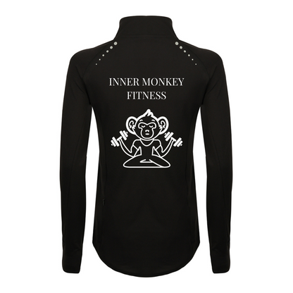 Ladies Long Sleeve Zip Neck Performance Top (Black)