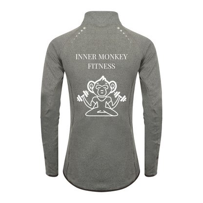 Ladies Long Sleeve Zip Neck Performance Top (Grey)