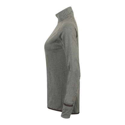 Ladies Long Sleeve Zip Neck Performance Top (Grey)