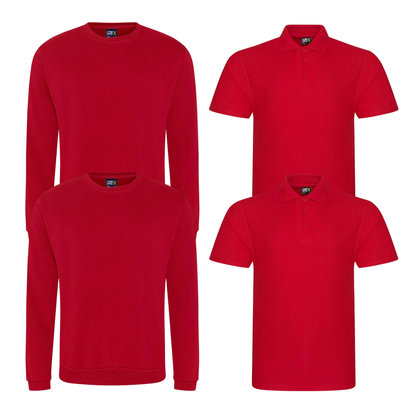 Pro RTX Essential workwear clothing bundle from TIX Printing red