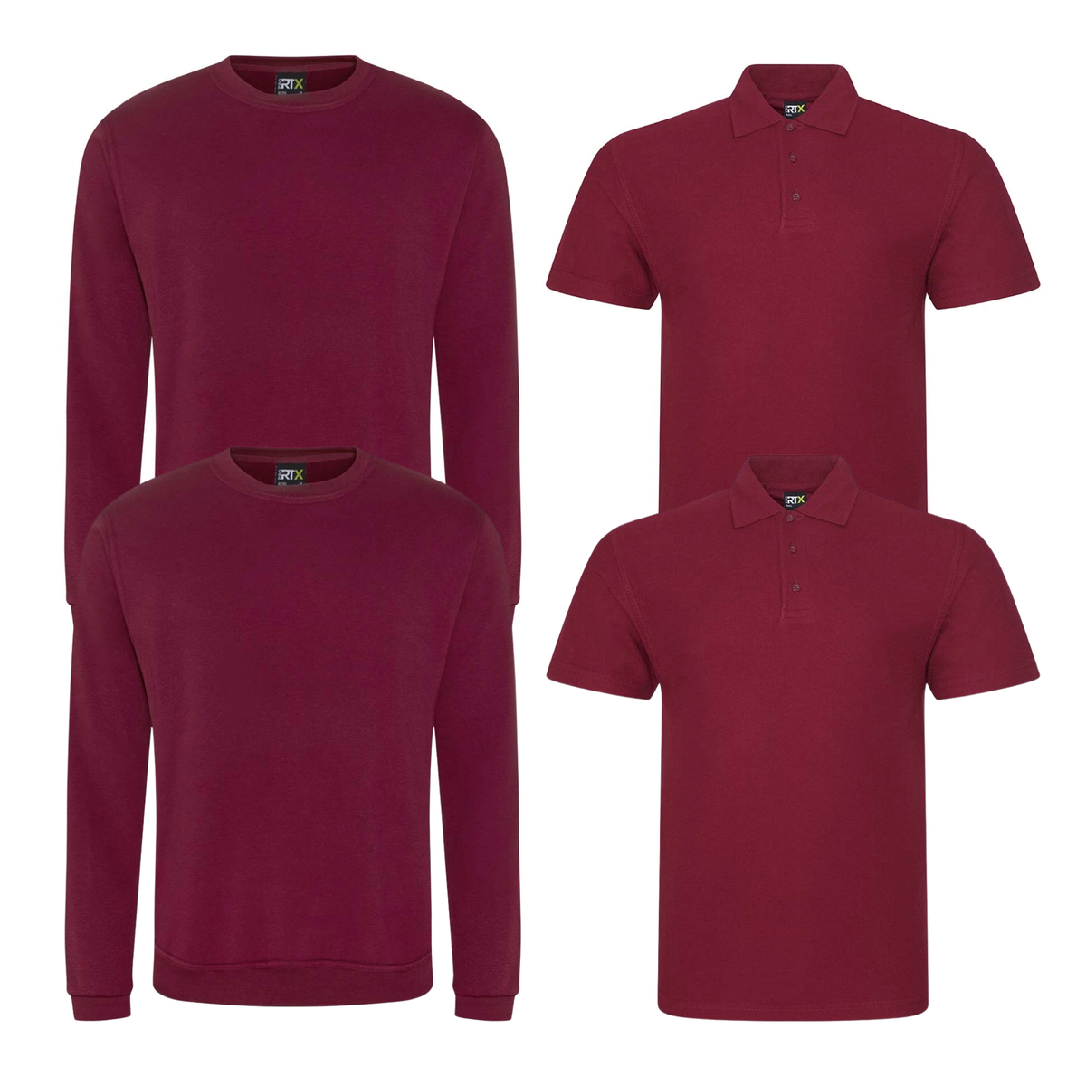 Pro RTX Essential workwear clothing bundle from TIX Printing burgundy