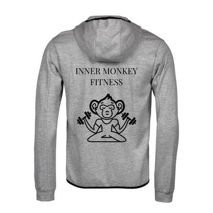 Unisex Athletic Hooded Full Zip Sweat Jacket (Grey)
