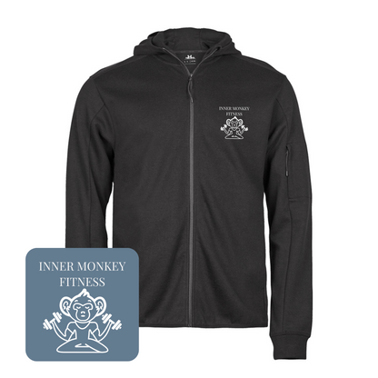 Unisex Athletic Hooded Full Zip Sweat Jacket (Black)