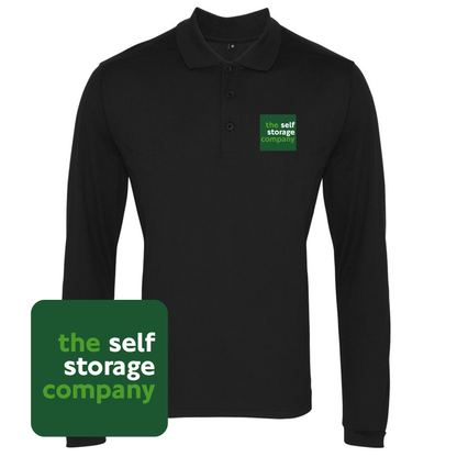 Premier Long Sleeve Coolchecker® Piqué Polo Shirt (Black)