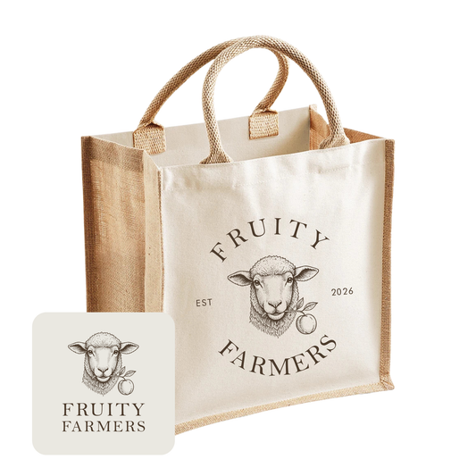Fruity Farmers Midi Jute Tote Bag
