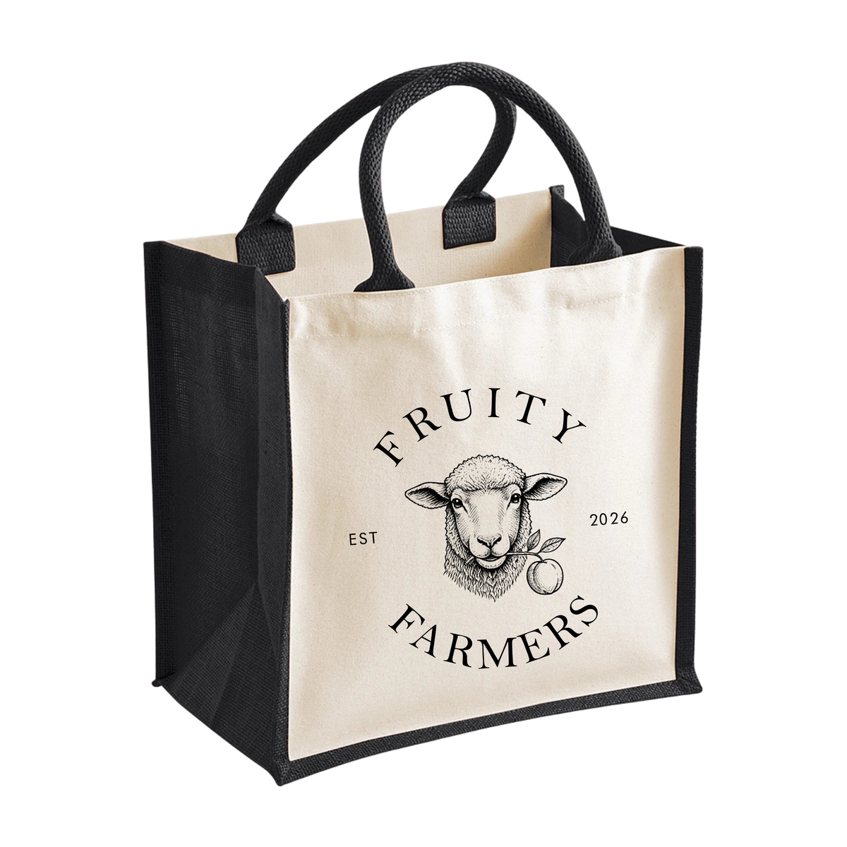 Fruity Farmers Midi Jute Tote Bag