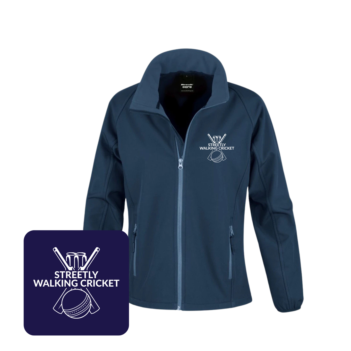 Ladies Result Core Printable Soft Shell Jacket (Navy)