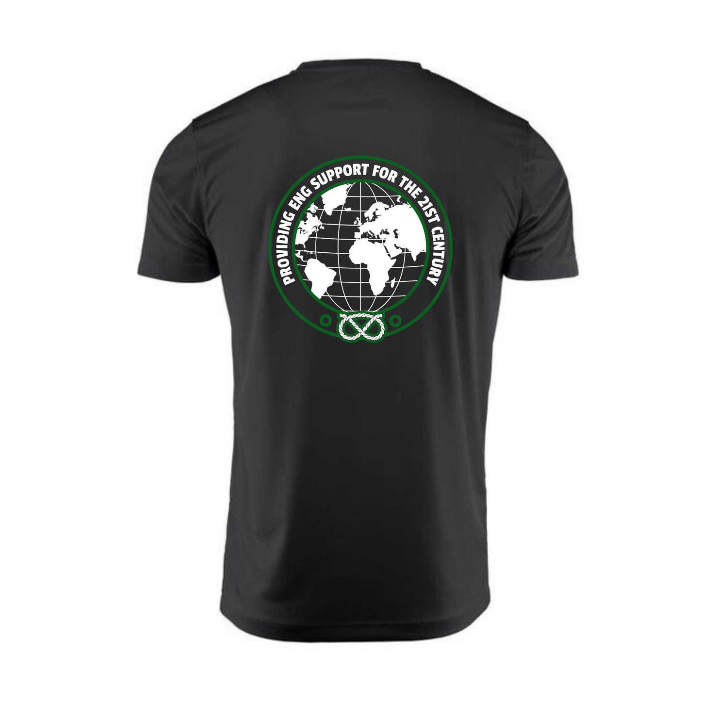 Men's Printer Red Run Active T-Shirt (Black with Green Emblem)