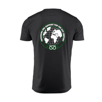 Men's Printer Red Run Active T-Shirt (Black with Green Emblem)