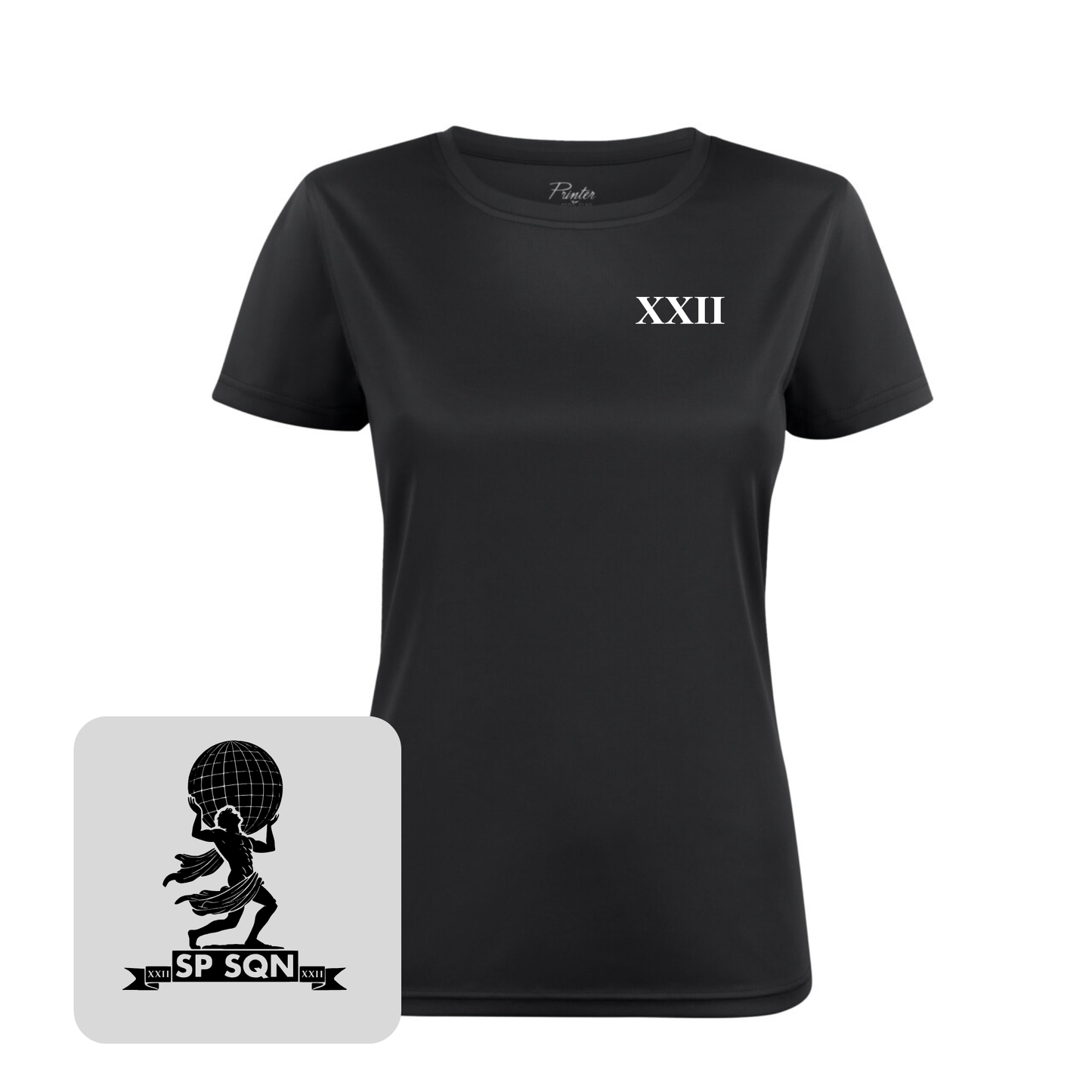 Ladies Printer Red Run Active T-Shirt (Black)