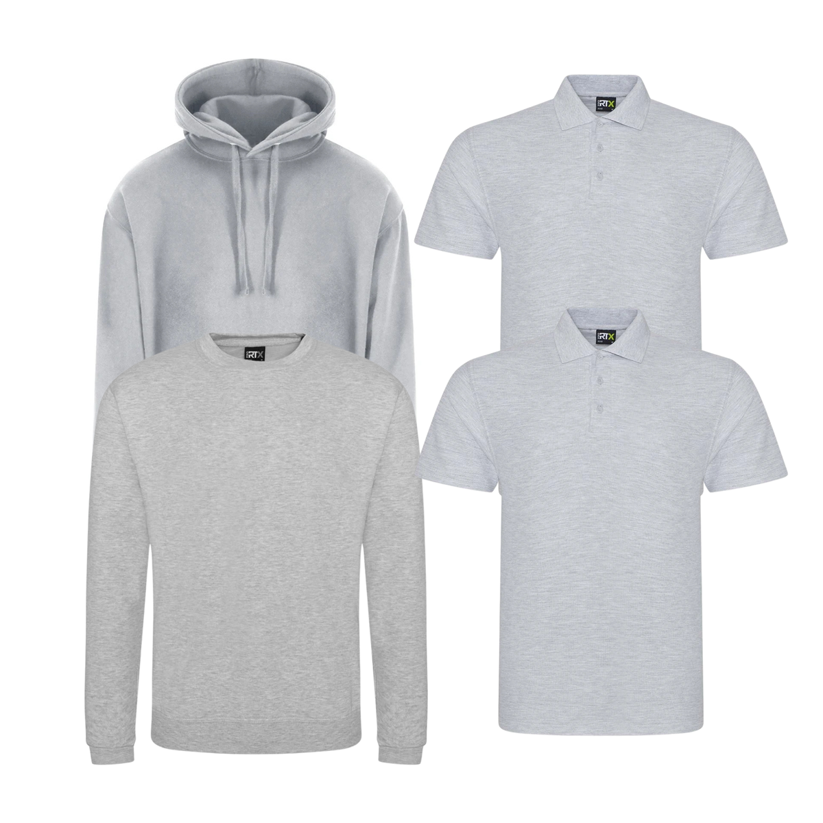 Pro RTX workwear bundle containing two polo shirts, a hoodie and a sweatshirt