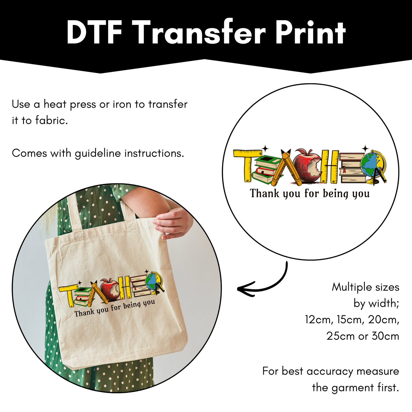 DTF Transfer Sheet - Teacher Illustration