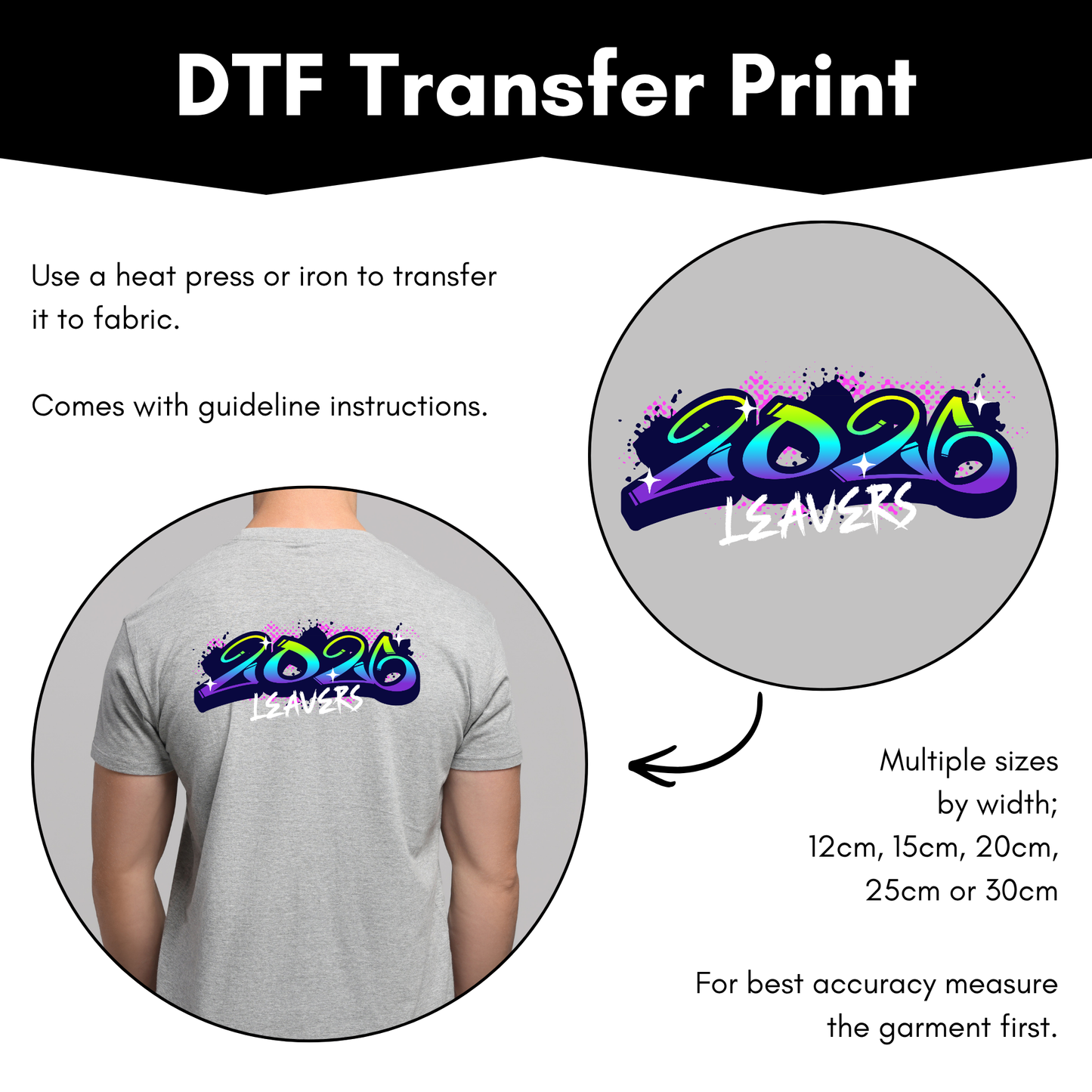 DTF Transfer Sheet - 2026 Leavers (Blue/Green)
