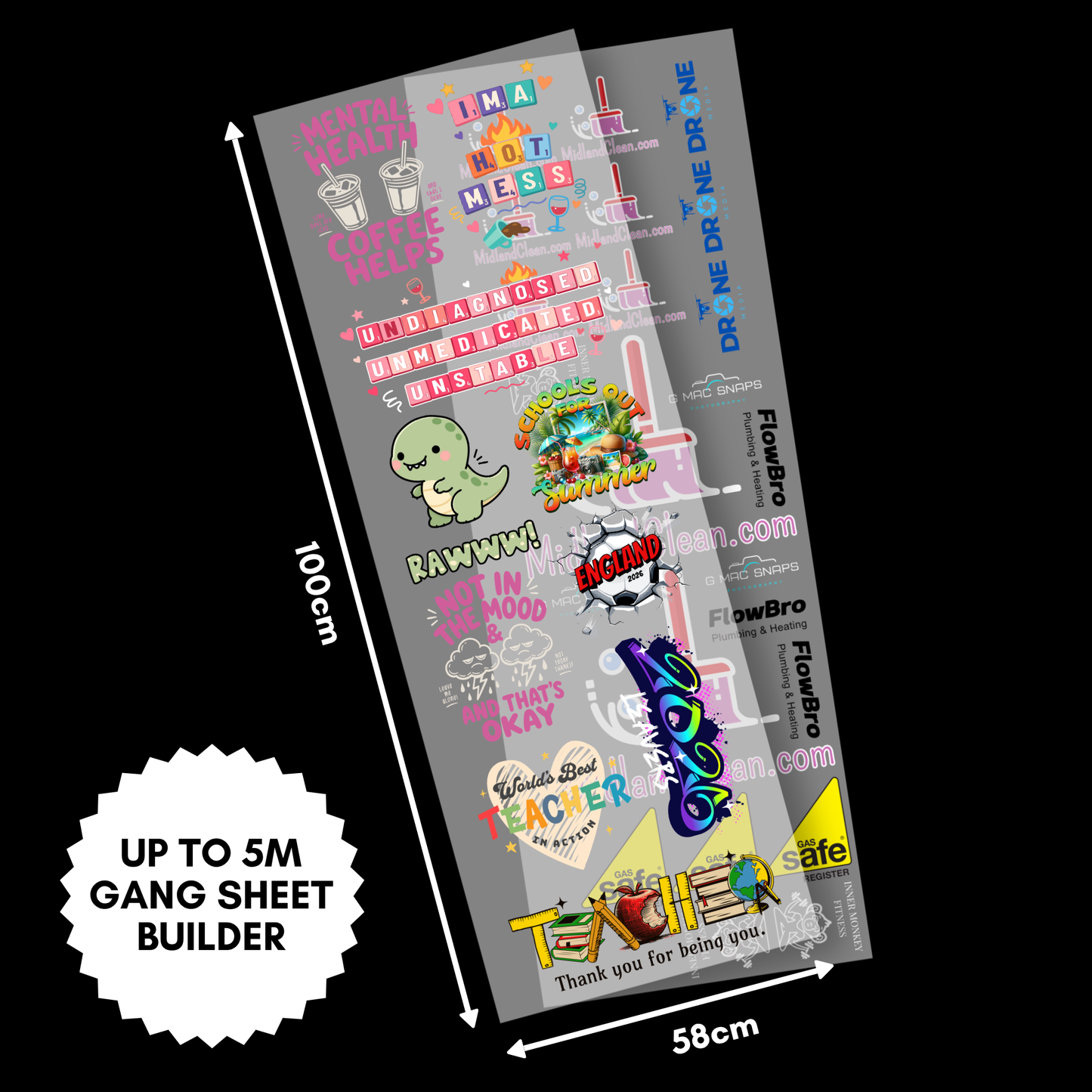 DTF Gang Sheet Builder (58cm x 100-500cm)