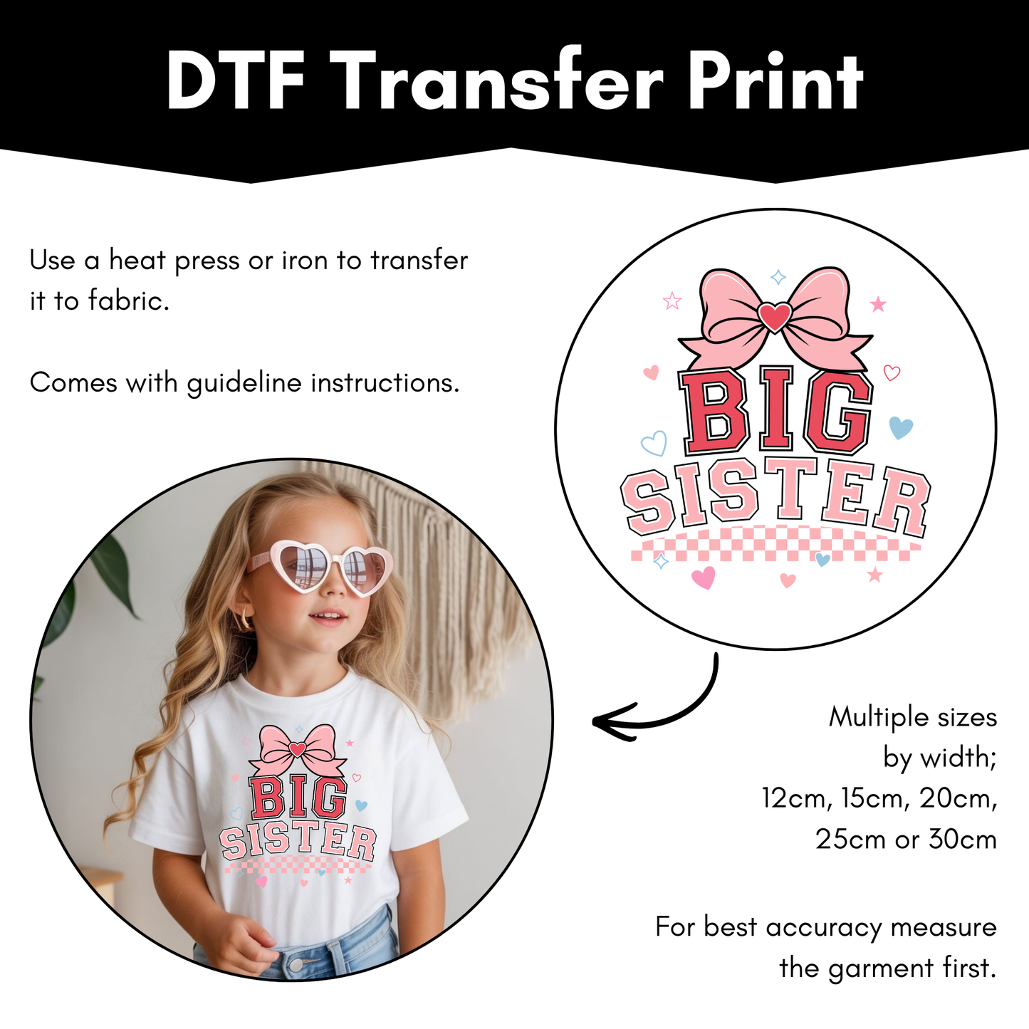 DTF Transfer Sheet - Big Sister Varsity