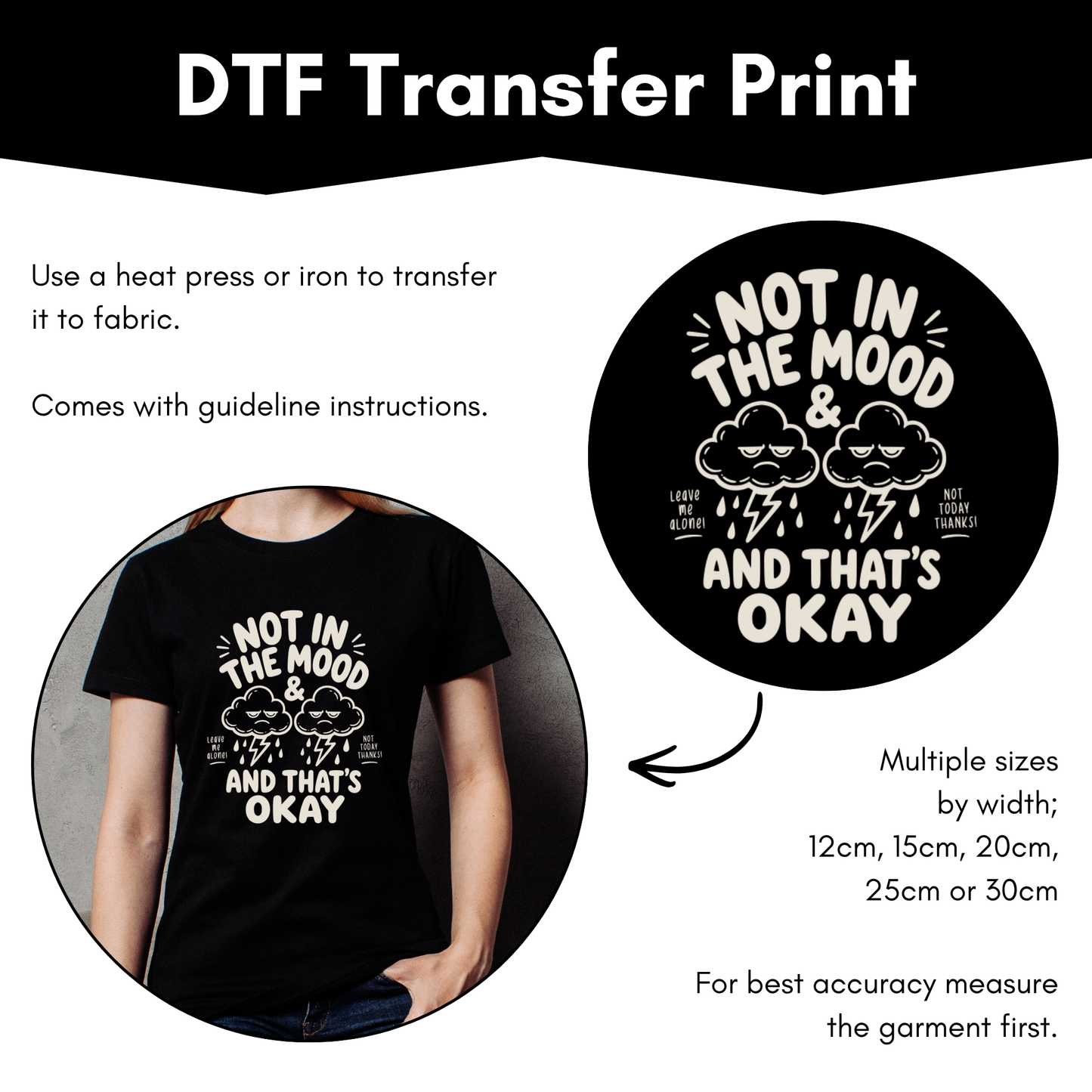 DTF Transfer Sheet - Not in the mood (Cream)