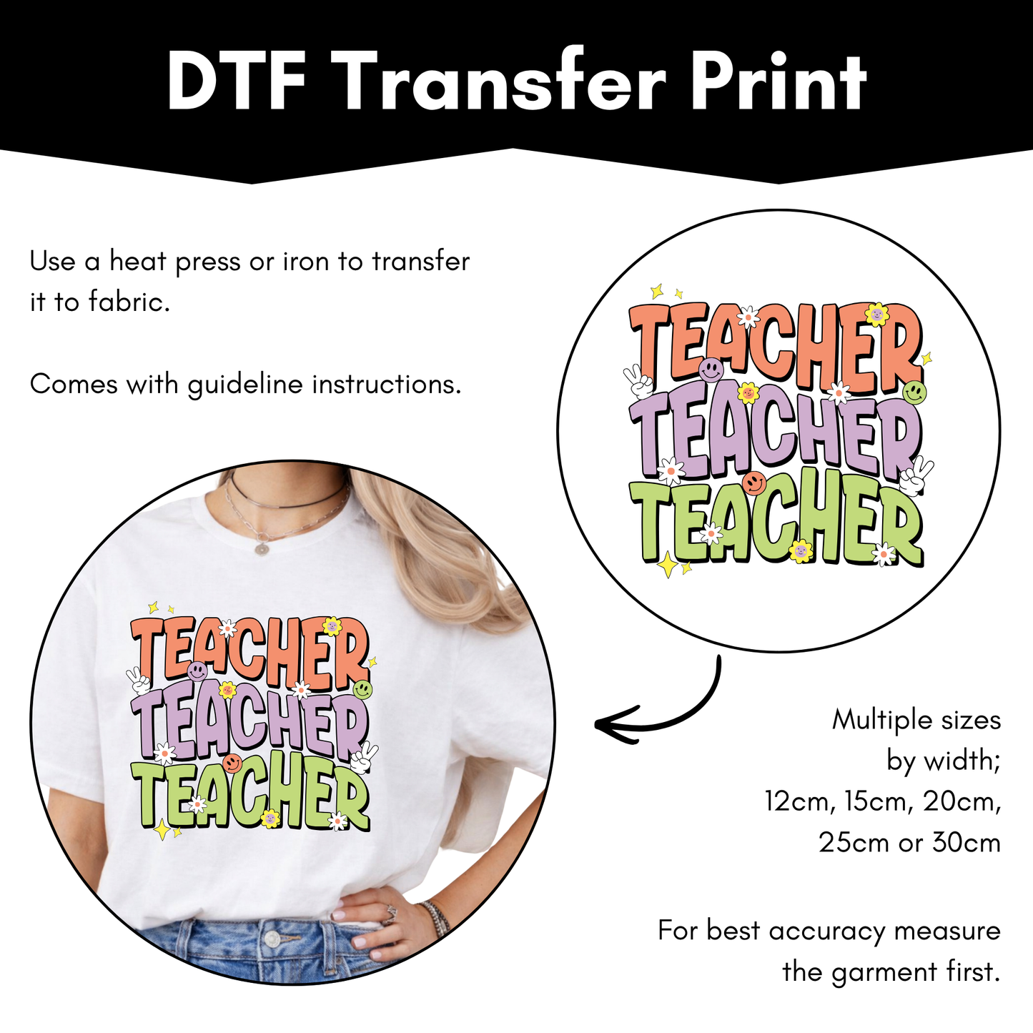 DTF Transfer Sheet - Teacher Teacher Teacher
