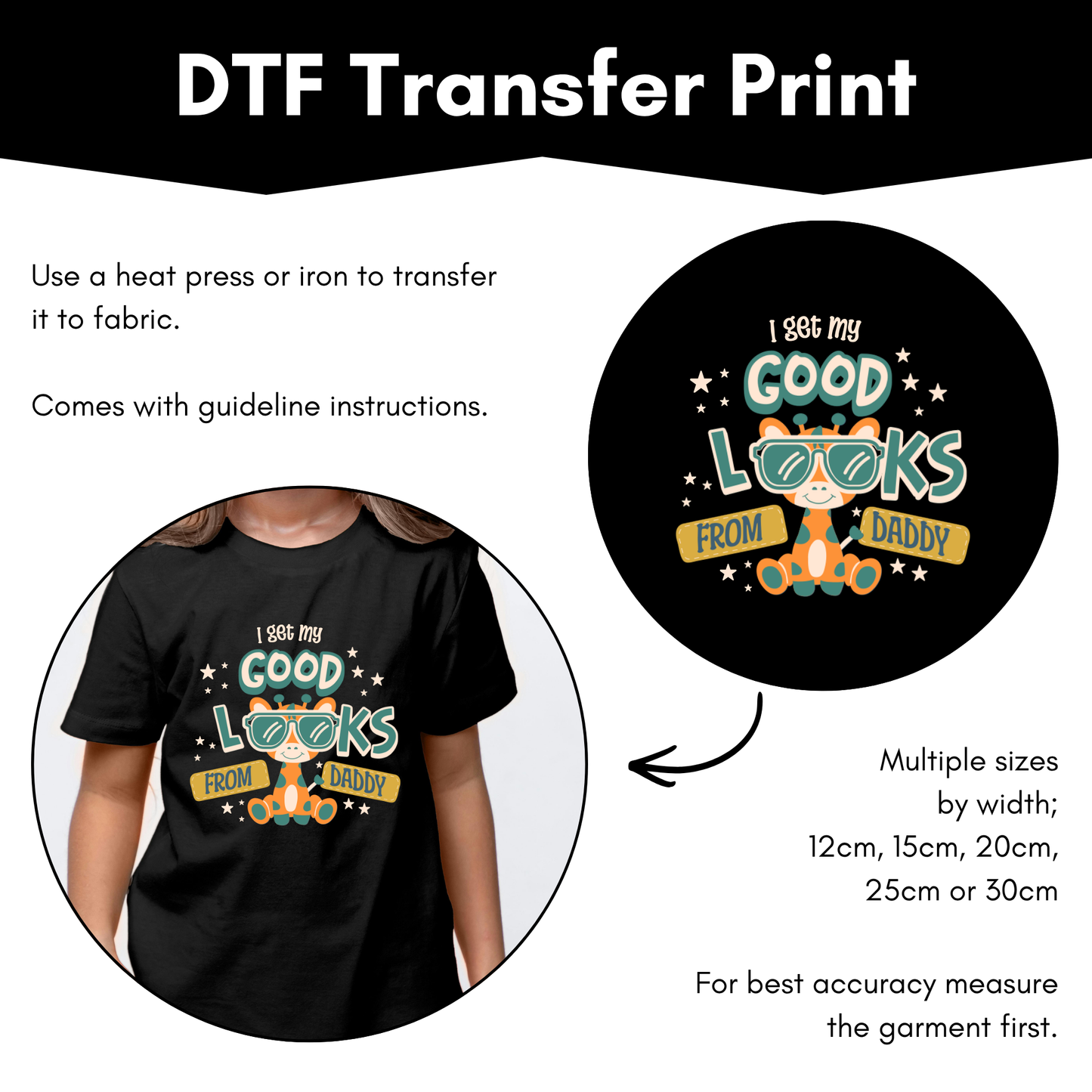 DTF Transfer Sheet - Good Looks from Daddy