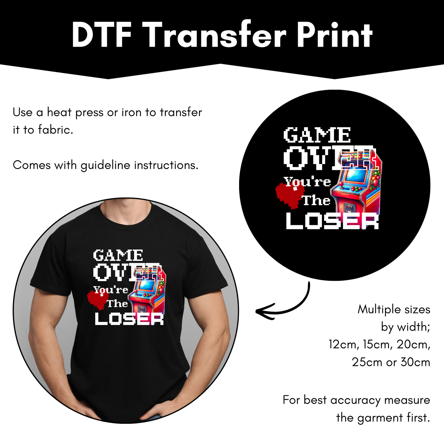 DTF Transfer Sheet - Game Over, You're the Loser