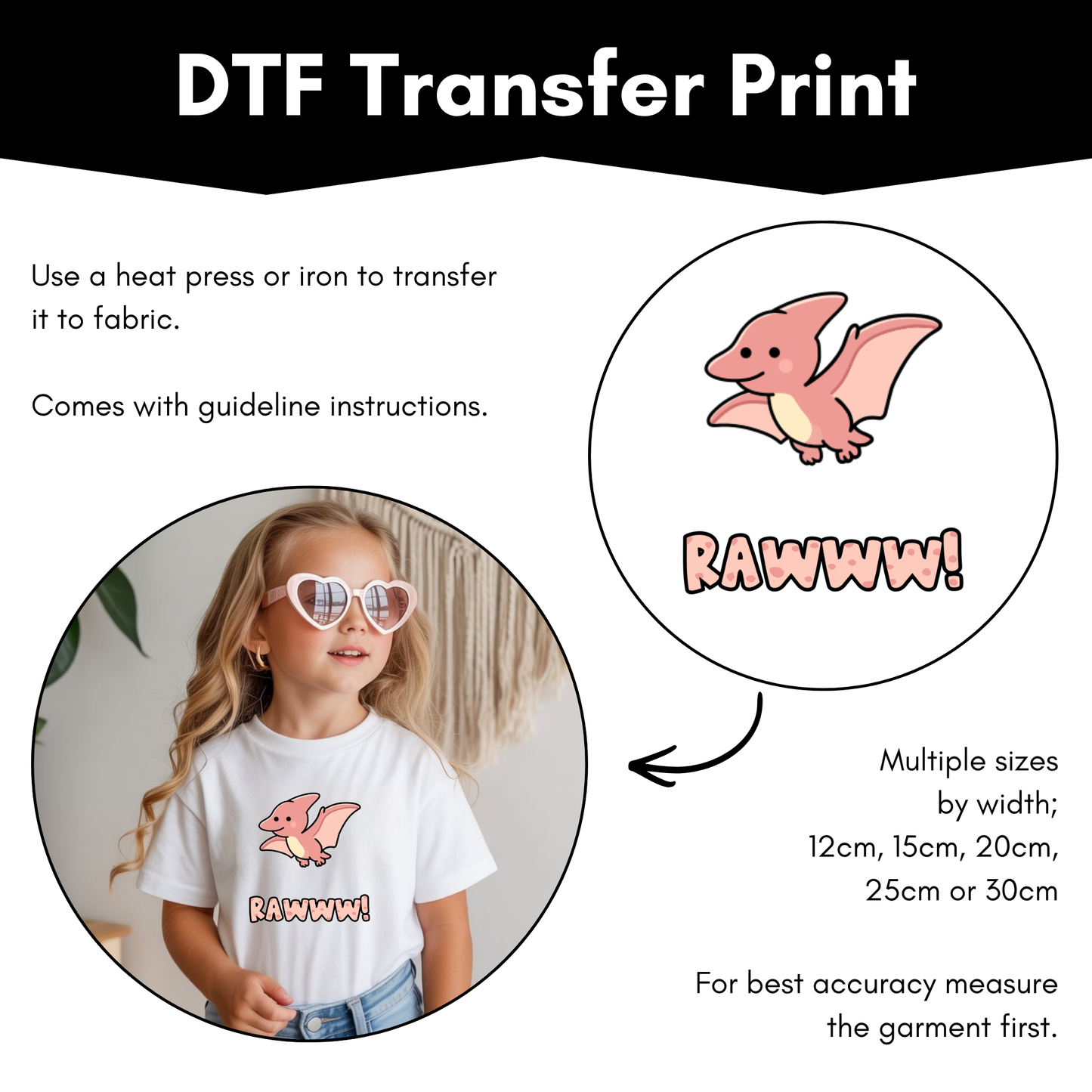 DTF Transfer Sheet - Dinosaur Rawww!