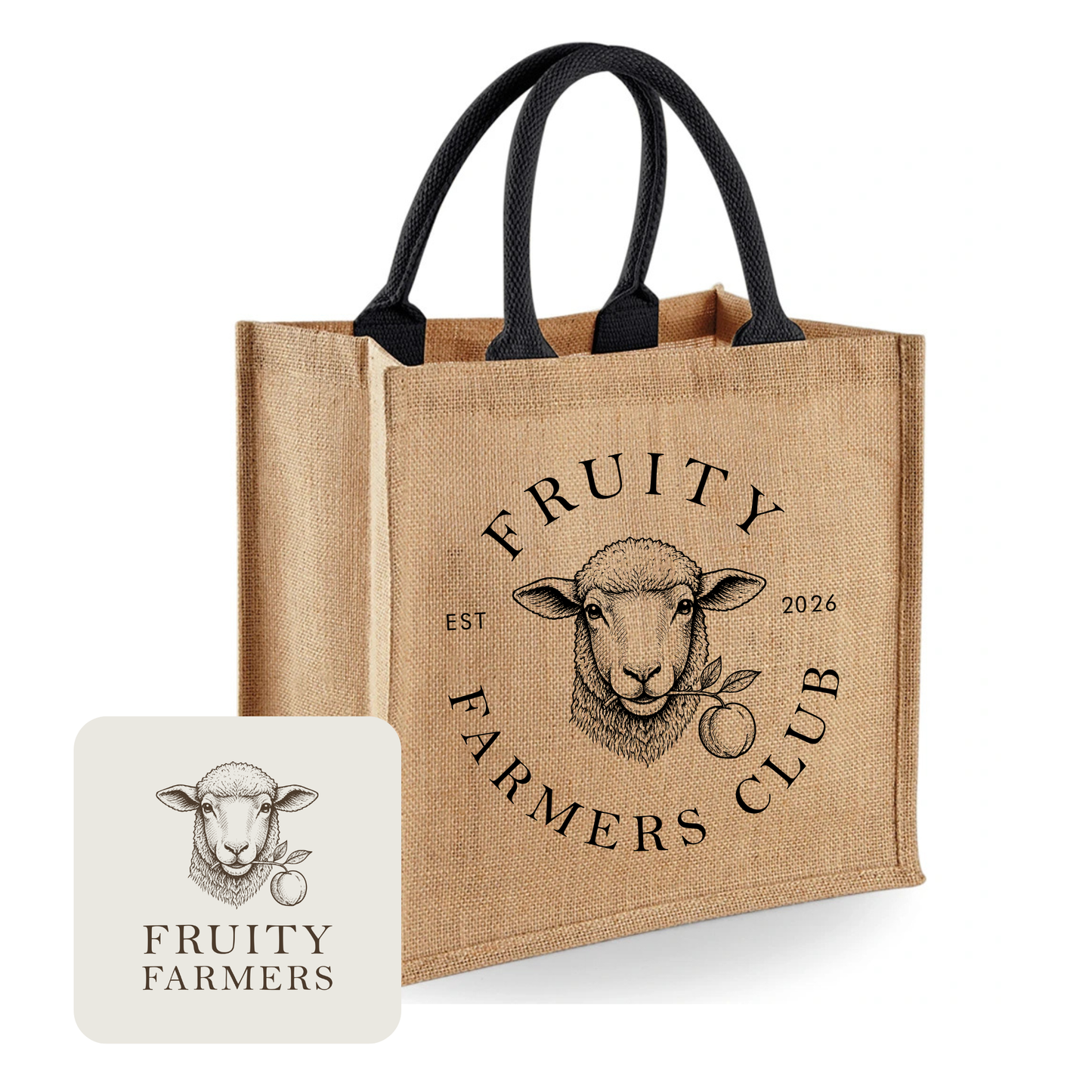 Fruity Farmers Club Jute Tote Bag