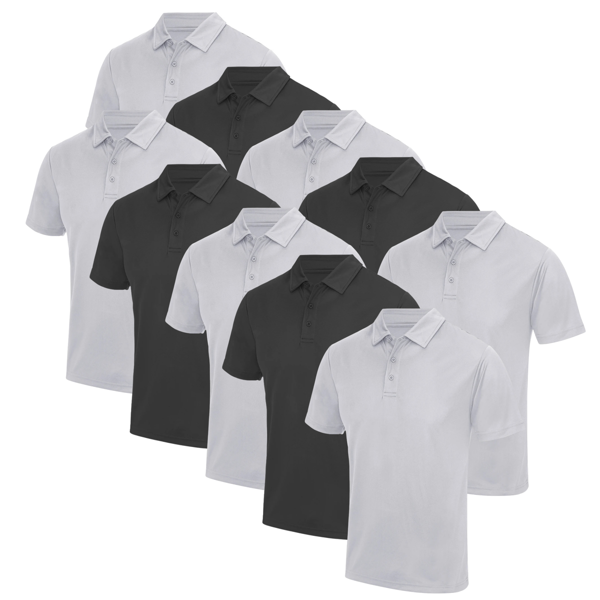 10 AWDis Just Cool JC040 short-sleeve performance polo shirt with three-button placket