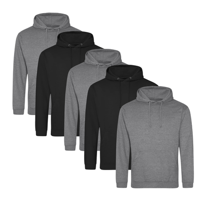 5 AWDis JH001 College pullover hoodie with drawstring hood, front pouch pocket and ribbed cuffs
