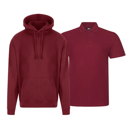 Pro RTX polo shirt and hoodie displayed together as a personalised workwear bundle